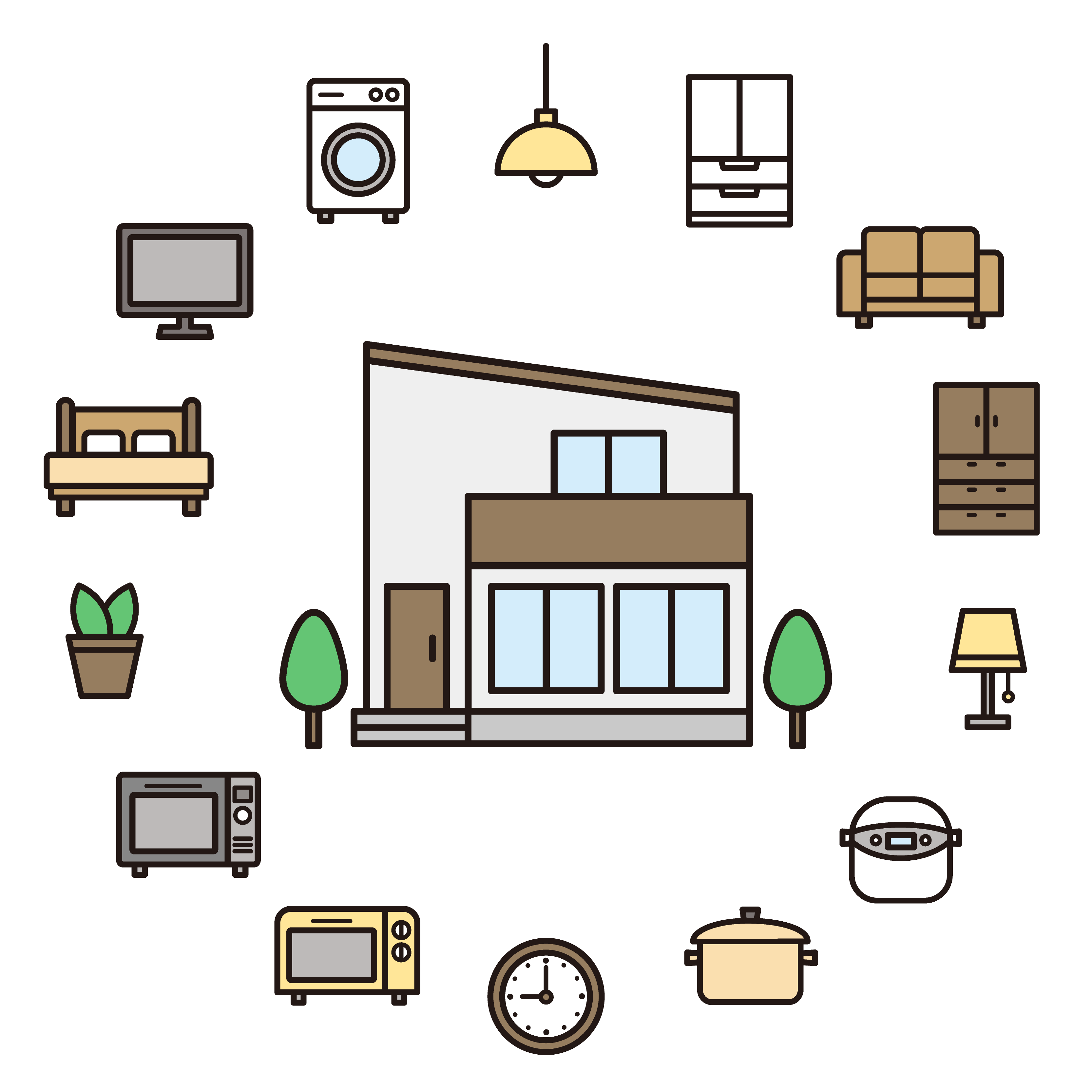 家と家具家電のイラスト